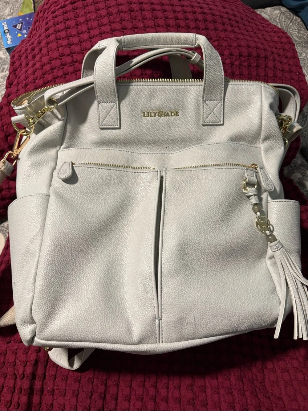 LILY & JADE White Convertible Baby Bag Backpack